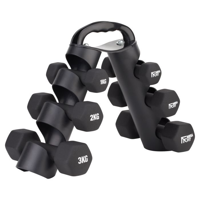 Mirafit 12kg Dumbbell Weight Set Rack