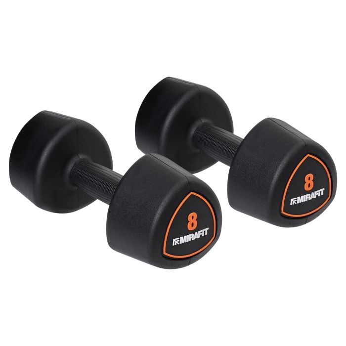 Mirafit 8kg Dumbbell Pair on gym mats