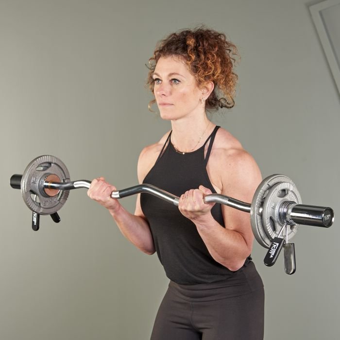 16 Inch Olympic Dumbbell Handles - Chrome Plated Copper Bars With Spring Collars, Set Of 2