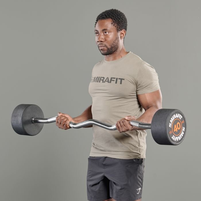 Rubber Weighted EZ Curl Bars Mirafit