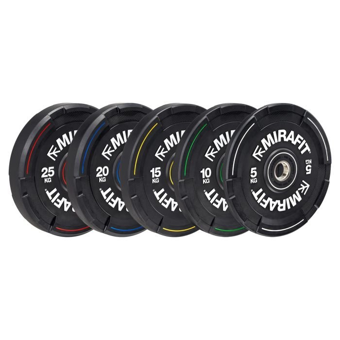 Mirafit Find Your Strength Bumper Plates on Gym Mats