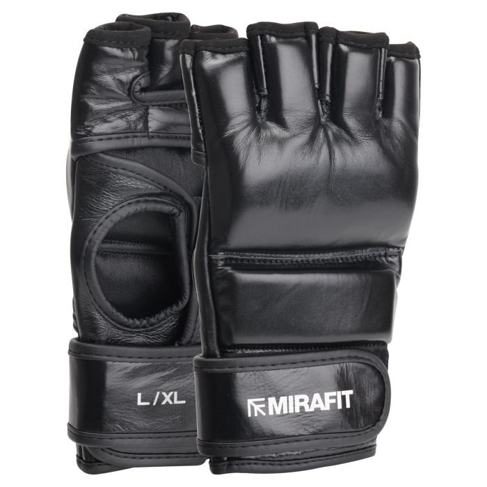 Small to Medium Mirafit Black Cowhide Leather MMA Gloves