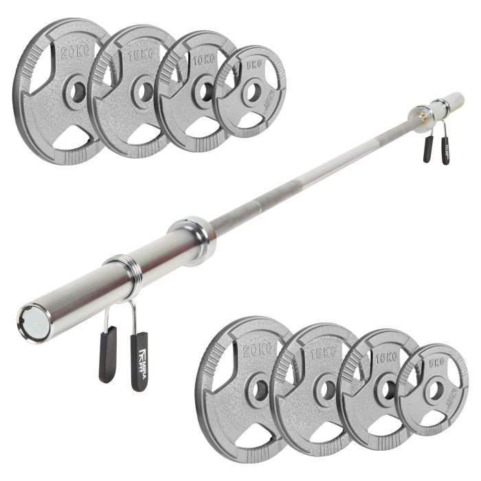 Mirafit Olympic Bar Cast Iron Weight Plates Set