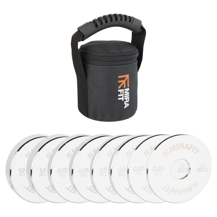 Mirafit 1 inch Fractional Plates Set with bag on Gym Floor