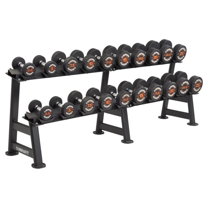 Mirafit Rubber Dumbbell Set with Storage Rack
