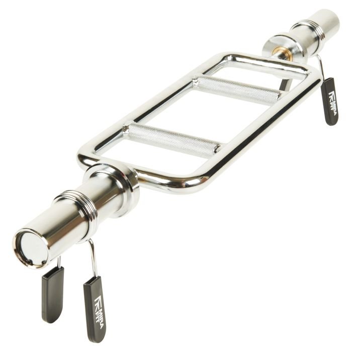 Mirafit 2 inch Olympic Tricep Bar and Spring Collars on White Background