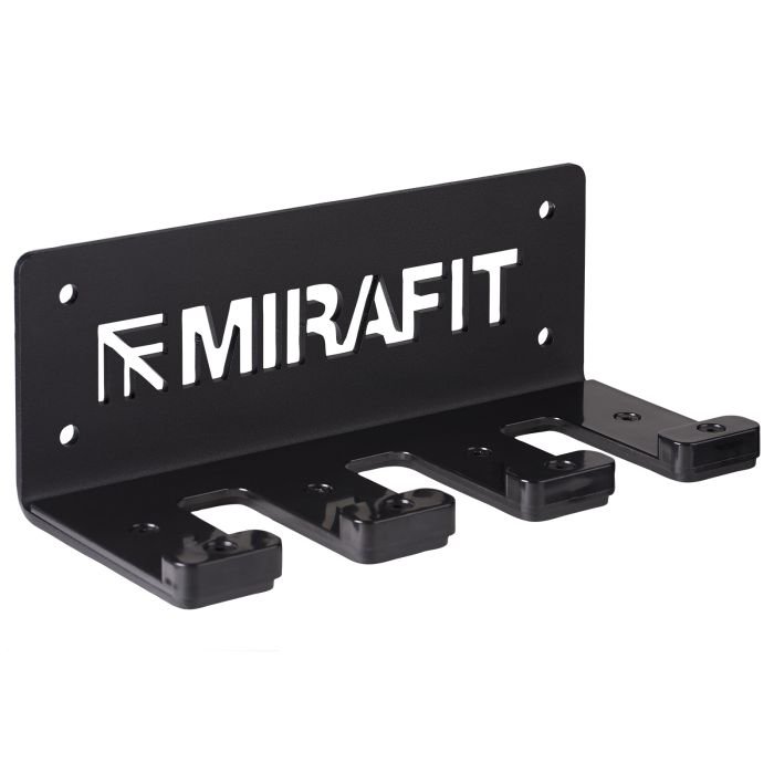 Mirafit 3 Bar Vertical Wall Rack on White Brick Wall