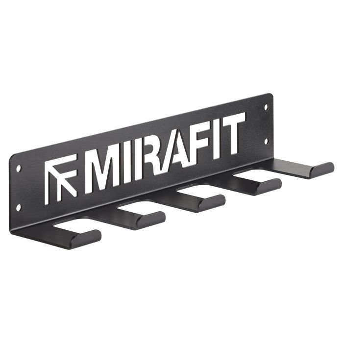 Mirafit 5 Hook Multi Function Gym Wall Storage Rack on White Background
