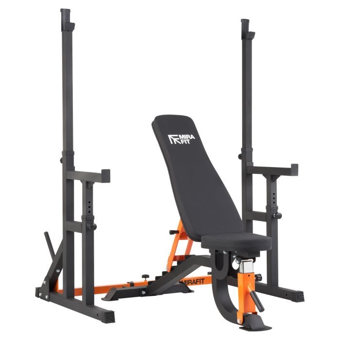 Adjustable Weight Bench And Squat Rack Kit Mirafit