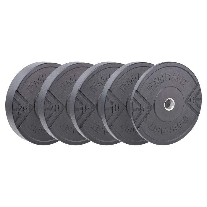 Mirafit Rubber Crumb Bumper Plates in gym
