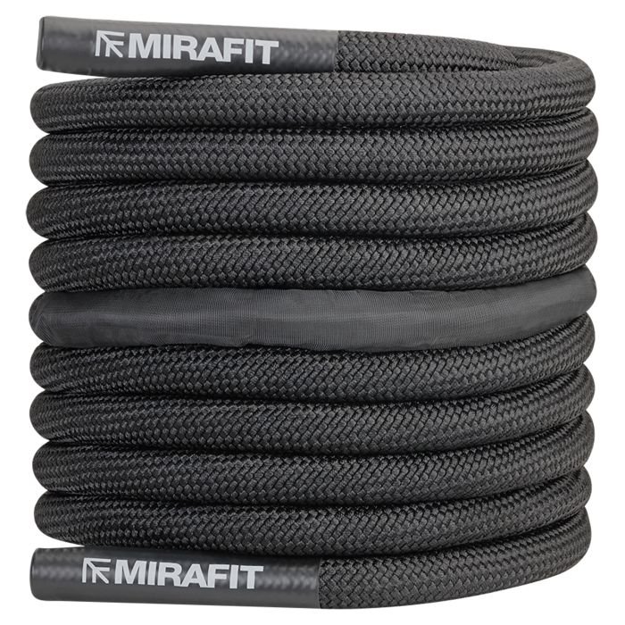 Mirafit Braided Battle Ropes on gym mats