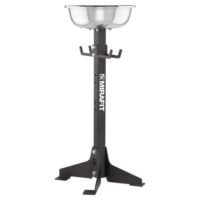 Mirafit Chalk Bowl with Stand with Accessories on Gym Mats