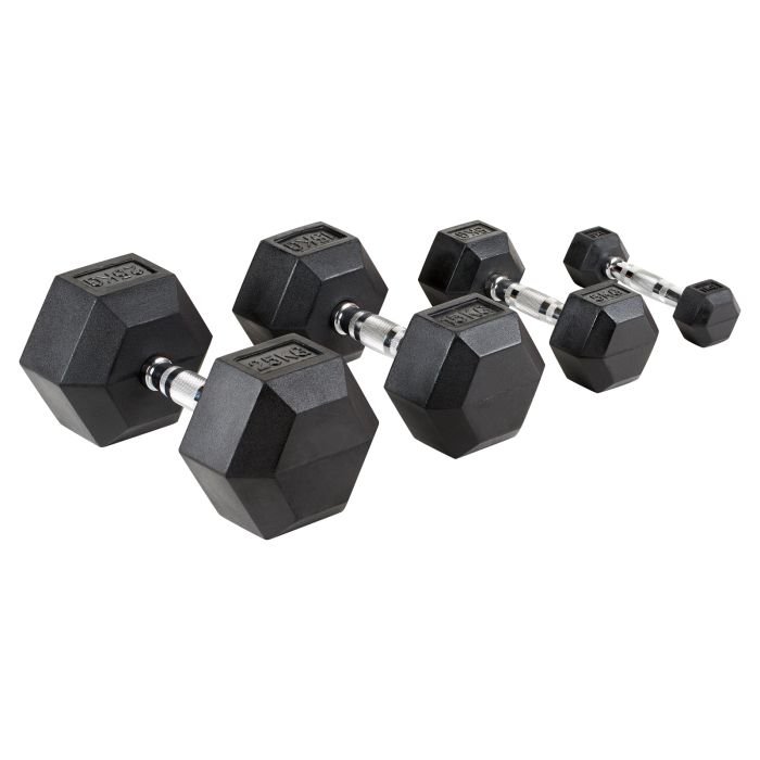 Hex Dumbbell Weights Set Rubber Dumbbells Mirafit