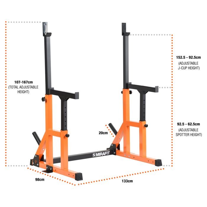 M230 Squat and Bench Press Rack Spotter Adjustable Mirafit