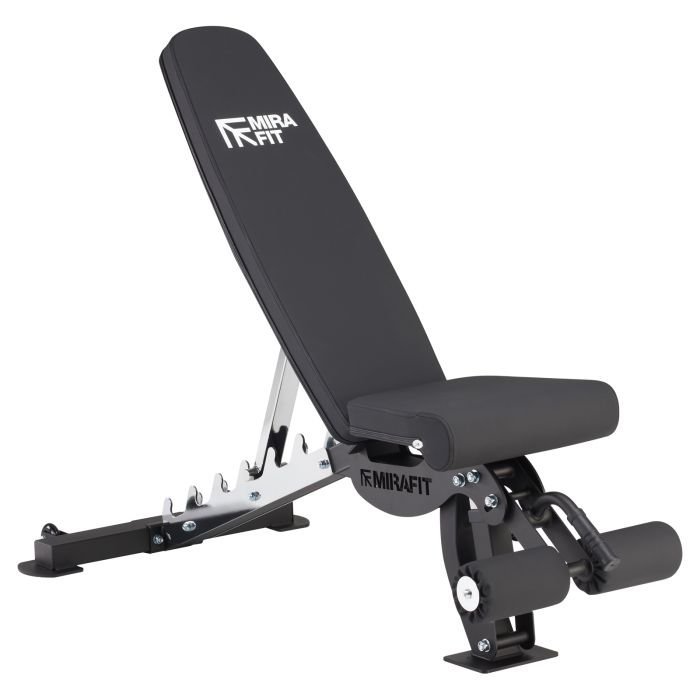 Mirafit M350 Adjustable Weight Bench with Key Features Highlighted