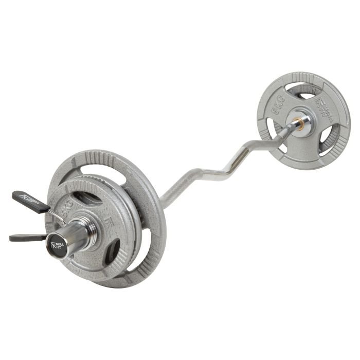 Olympic Curl Bar And 20kg Tri Grip Weight Set Mirafit