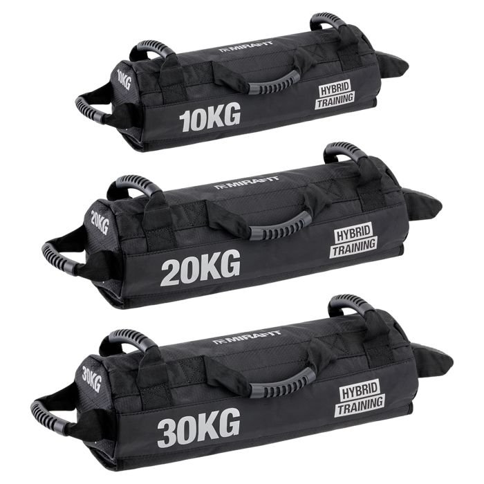 Mirafit Pre filled Competition Sandbags on gym mats