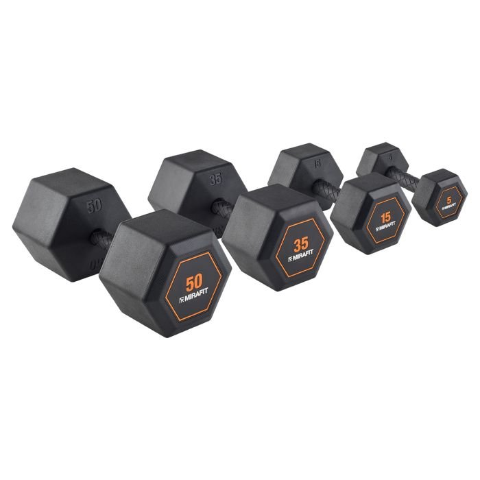 Mirafit Rubber Grip White Hex Dumbbell