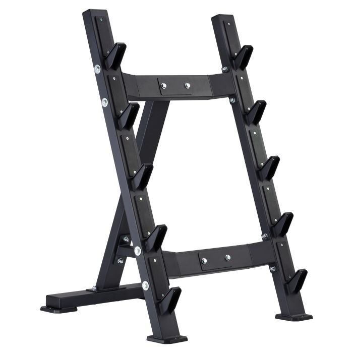 Mirafit Single Sided Fixed Weight Barbell Rack on gym floor
