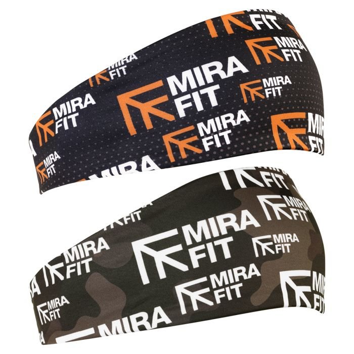 man bicep curls wearing Mirafit White Logo Sports Headband