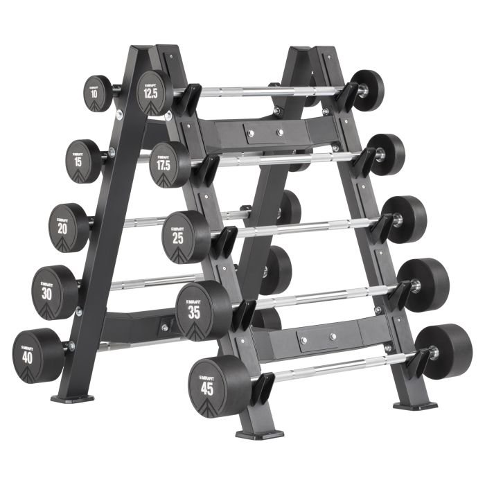 Mirafit Urethane Fixed Barbell Set with 10 Bar Rack