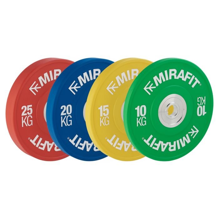 Squat using Narrow Mirafit Coloured Olympic Bumper Plates