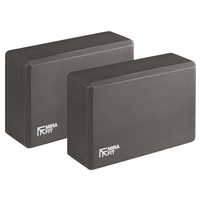 Close Up of athlete Using Pair Mirafit Hi Density Yoga Blocks in Black