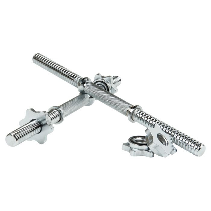 Mirafit 18 Inch Spinlock Dumbbell Bars on gym mats
