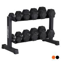 Orange Mirafit 2 Tier 250kg Dumbbell Rack with Hex Dumbbells