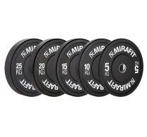 150kg Mirafit Black Olympic Bumper Plates on Barbell