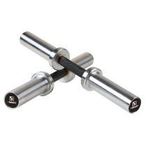 Pair of Mirafit M3 Olympic Dumbbell Bars on White Background 