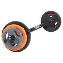 back squat with Mirafit 20kg Studio Pump Set