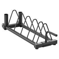 Mirafit Bar and Bumper Plate Storage Trolley loaded with weights and bars