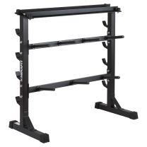 Empty Black Mirafit 300kg Weight Plate and Bar Rack Black on Mat