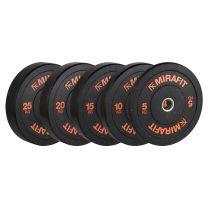 Mirafit Rubber Crumb Bumper Plates loaded on Barbell