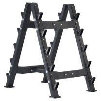 Mirafit Double Sided Fixed Weight Barbell Rack on gym floor