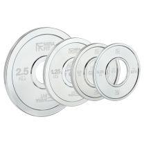 Mirafit Extra Thin Steel Fractional Olympic Plates Set on gym mats