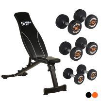 Mirafit Folding Weight Bench and Weights Set Orange