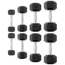 Mirafit Hex 50kg Dumbbell Set on Black Mats