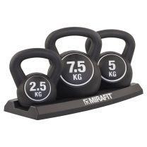 Mirafit Kettlebell Set With Stand on gym floor