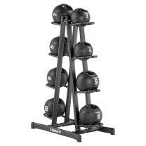 Mirafit Medicine Ball with Handles Set of 8 and Storage Rack in gym