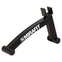 Loading Bumper Plate on bar using Mirafit Mini Barbell Jack