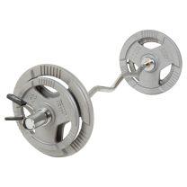 Mirafit Olympic Curl Bar and 30kg Tri Grip Set on gym mats