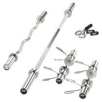 Mirafit Olympic Dumbbell And Barbell Set On Gym Mats