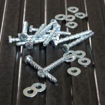 Set of 12 M10 Concrete Anchor Bolts and Washers on Gym Mats