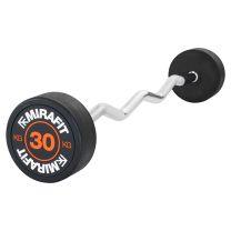 Mirafit Rubber Weighted EZ Curl Bar on gym mats