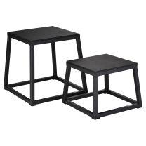 Mirafit Set of Steel Plyo Boxes sat on gym mats