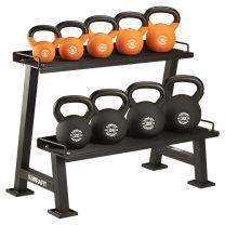 Mirafit Soft Touch Kettlebells with stand on white background