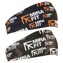 man bicep curls wearing Mirafit White Logo Sports Headband