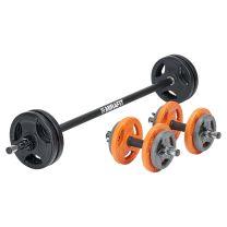 Mirafit Studio Barbell Dumbbell and Weights Set on gym floor